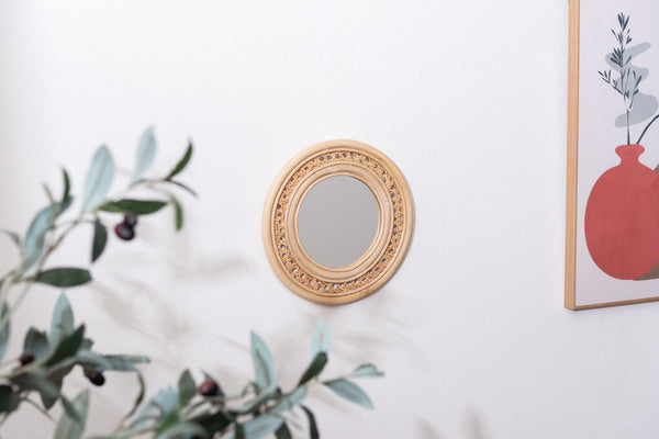 ラタンミラー スタンド付き