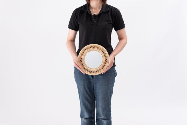 ラタンミラー スタンド付き