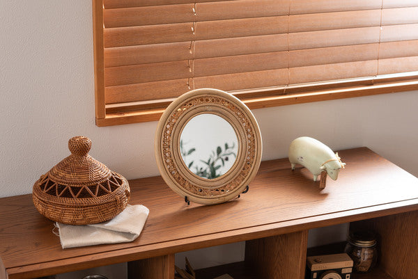 ラタンミラー スタンド付き